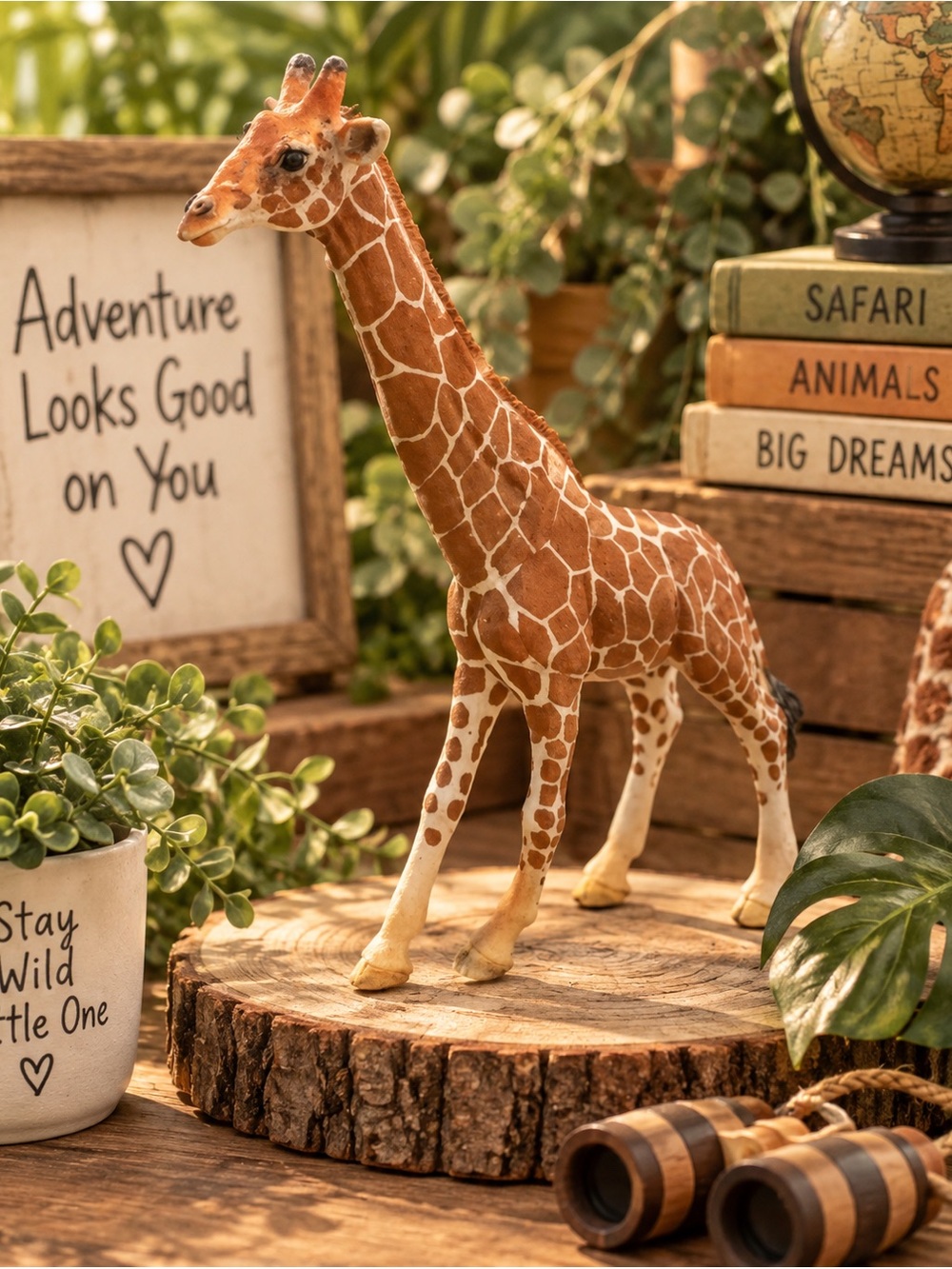 Schleich Retired 2008 Male Giraffe Eating Wildlife Animal Figurine Model 14389